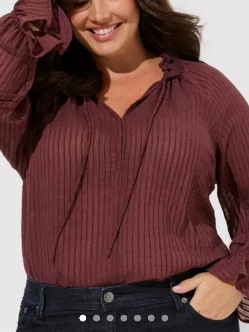 Torrid Burgundy Crinkle Peasant Blouse